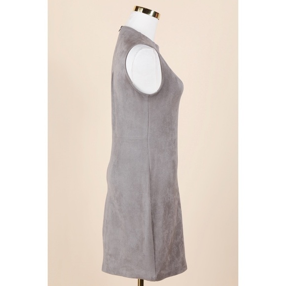 Sz S Chloe & Katie Muted Grey Faux Suede Mini Sheath Dress GUC - Picture 3 of 5